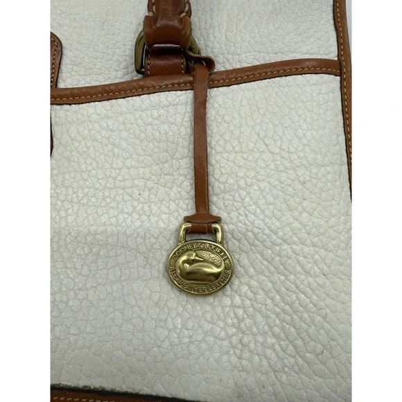 Vintage Dooney & Bourke White Brown Pebbled Satchel '80's '90s Classic USA